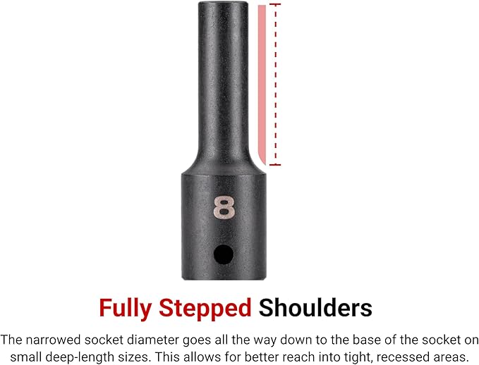TEKTON 1/2 Inch Drive Impact Socket Set, 17-Piece | SID92336 | (5/16 - 1-1/4 in.), Shallow, 12-Point, Case