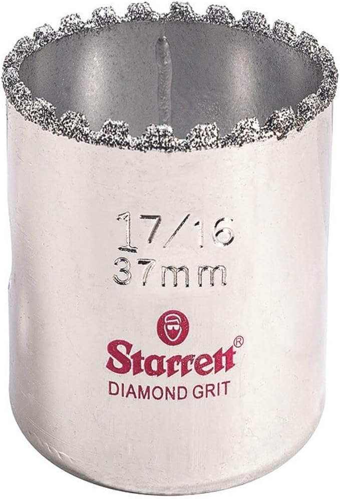 Starrett Diamond Grit Hole Saw, 1-7/16" Dia, 1-5/8" Cut Depth | Ideal For Drilling Small Diameter Holes, 5/8-18 Thread Size, A2/A10 Arbor, Silver, KD0176-N