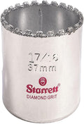 Starrett Diamond Grit Hole Saw, 1-7/16" Dia, 1-5/8" Cut Depth | Ideal For Drilling Small Diameter Holes, 5/8-18 Thread Size, A2/A10 Arbor, Silver, KD0176-N