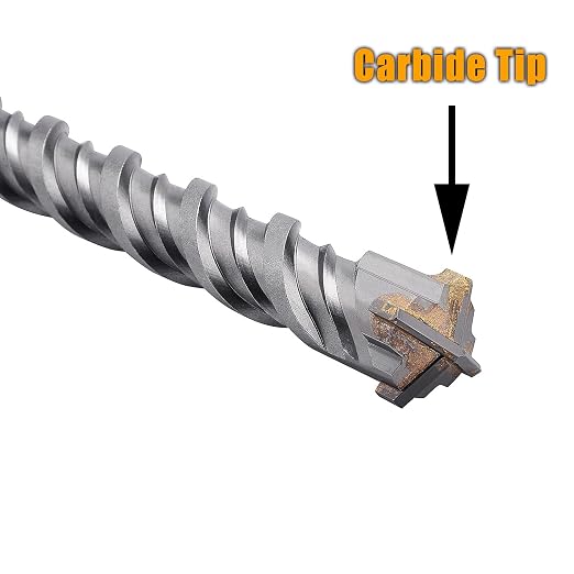31/32 inch x 13-3/8 inch SDS Max Rotary Hammer Drill Bit, Carbide Tipped Concrete Drill Bits for Concrete, Brick, Cement and Stone, 13-3/8 inch Length (31/32 in x 13-3/8 in)