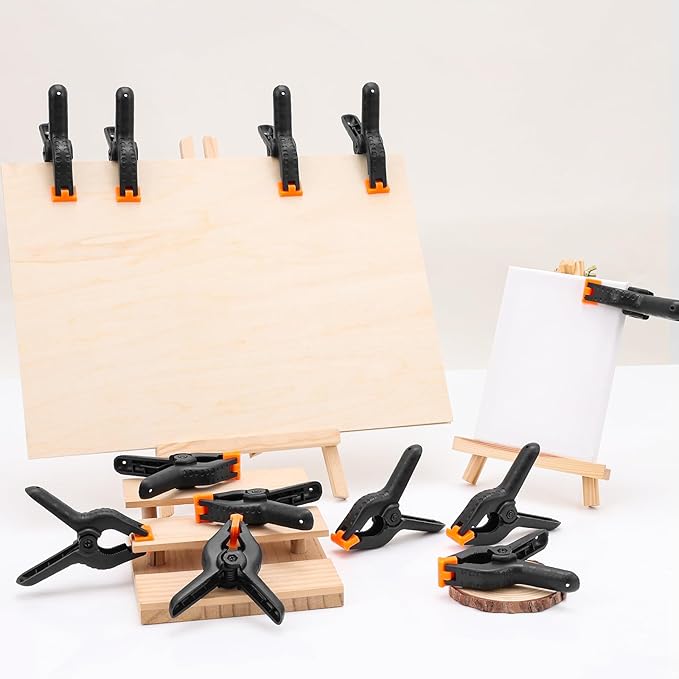 20 Pack 4.5 inch Plastic Spring Clamps, Black Heavy Duty Clips, Backdrop Clips, Woodworking Clamps, Plastic Clamps for Crafts, Backdrop Stand, Woodworking, Photography