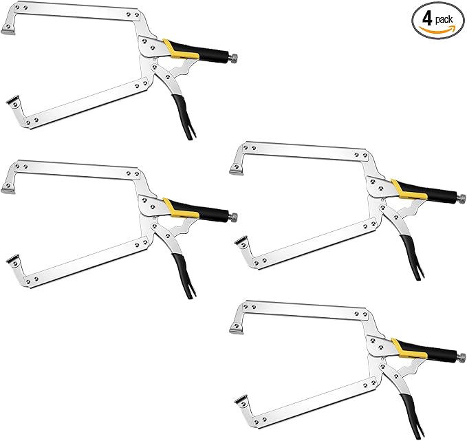 4 PCS C Type Welding Clamps, Silvery 18 Inch Locking Pliers, Face Clamp for Clamping and Fixing Objects