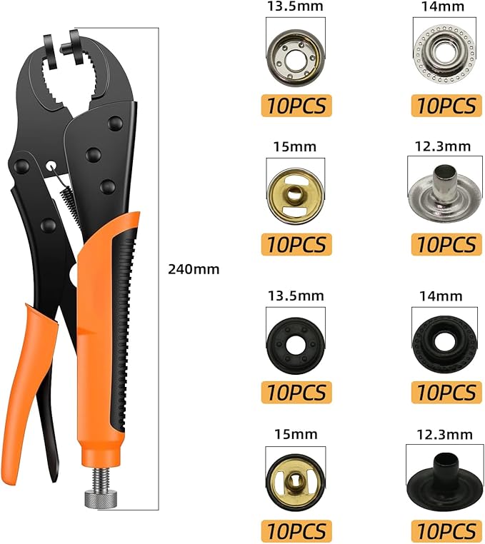 Mostantu Snap Fastener Tool Adjustable Snap Setter Tool with Snaps for Boat Cover