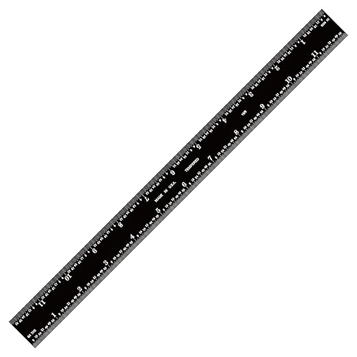 PEC Tools 12-inch Steel Ruler, High-Precision Metal Ruler, Stainless Steel, 16R Graduation (1/32", 1/64", 1/50", 1/100") High Contrast, Easy to Read Machinst Rule for Professionals, Made in USA