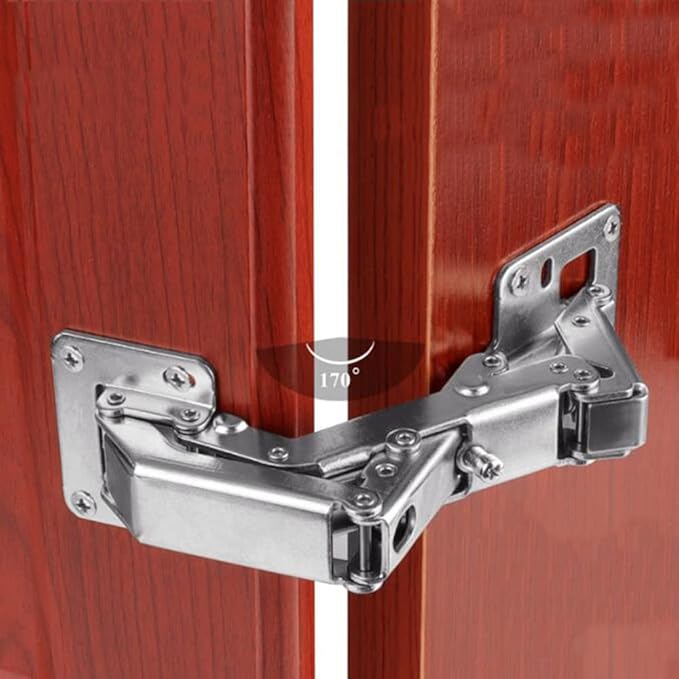175 Degree Hidden Hinges Frameless Cabinet Hinges Hydraulically Adjustable Mount Soft Close, Full Cover (175 Degree Hinge (4 Pieces)