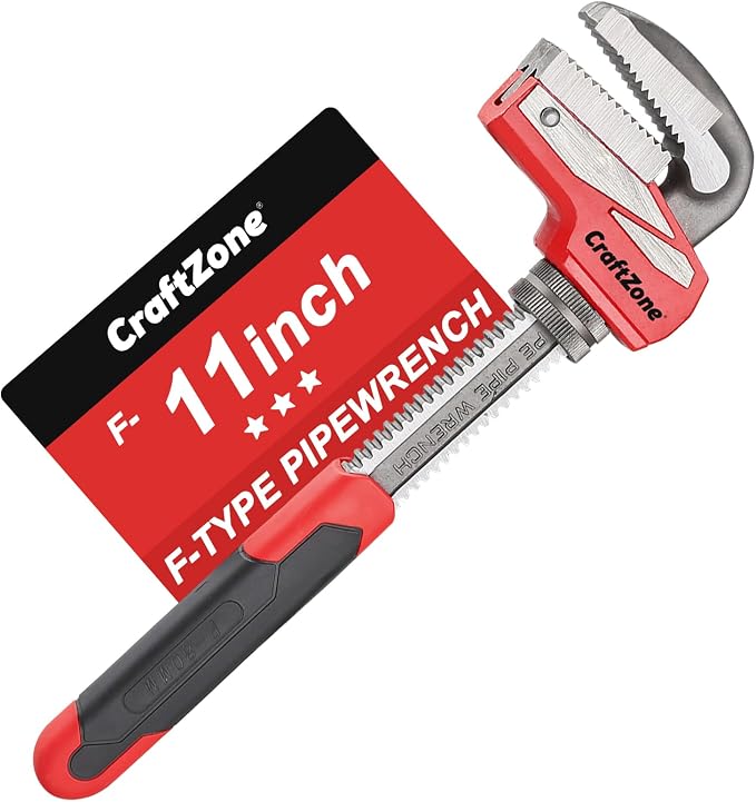 11 Inch Aluminum Pipe Wrench, Heavy-Duty Adjustable Plumbing Wrench, 80mm Max Jaw Capacity, Cr-V Steel Jaw, Lightweight Straight Pipe Wrench for Pipe Fittings