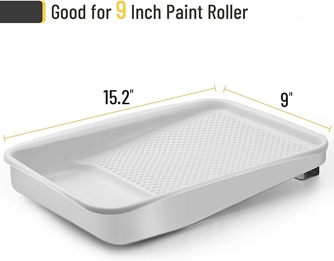 Bates- Paint Tray Liner, 9 Inch, 31 pcs, One Metal Paint Tray, 30 pcs White Plastic Paint Pan Liners
