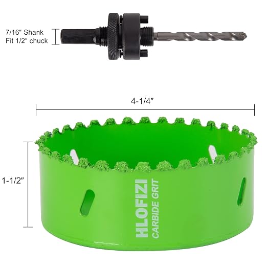 4-1/4" Carbide Grit Hole Saw for 4 Inch Recessed Lights, Cut Through Stucco, Ceiling Old Plaster, Drywall, Cement Board, Sheetrock with 1-1/2" Depth, Up to 3X Longer Life