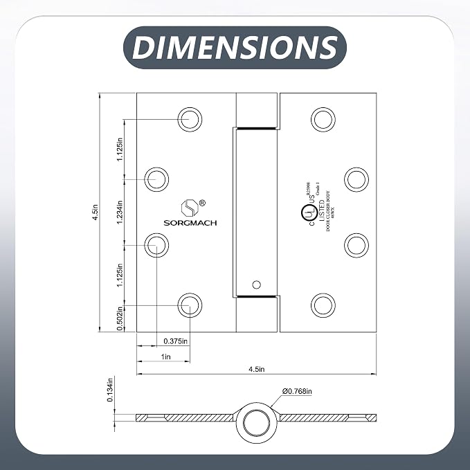 Self Closing Door Hinges 3 Pieces 4-1/2 Inch Oil Rubbed Bronze Auto Close Hinge Adjustable Spring Hinges Square Corner Commercial Door Closer Hinge Iron