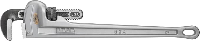 RIDGID 31105 Model 824 Aluminum Straight Pipe Wrench, 24-inch Plumbing Wrench, grey