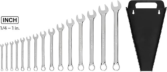 TEKTON Combination Wrench Set, 15-Piece (1/4-1 in.) - Holder | 18772 | 1/4 - 1 in., Holder