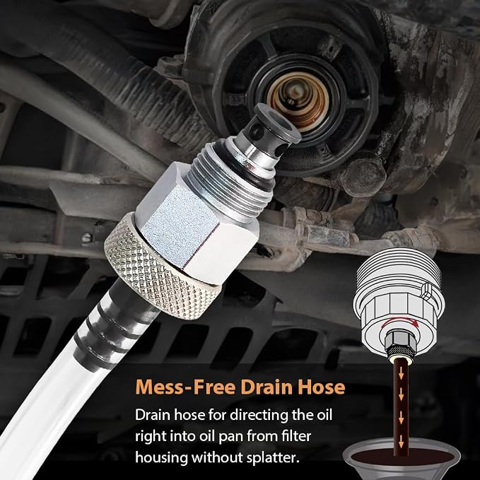 FIRSTINFO 64.5mm Oil Filter Wrench, Engine Oil Funnel, Oil Drain Hose | for Toyota & Lexus, Easy Oil Change Tool, F3545TN