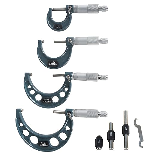 marddpair 4 Pcs 0-4 Outside Micrometer 0.0001 Carbide Standards Micrometers