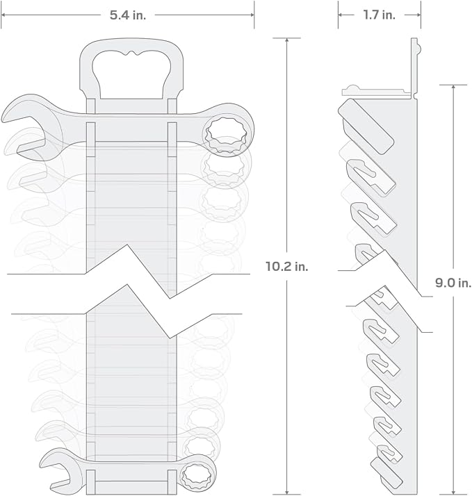 TEKTON Stubby Combination Wrench Set, 11-Piece | WCB92401 | (1/4 - 3/4 in.), Wrench Holder, Chrome Finish