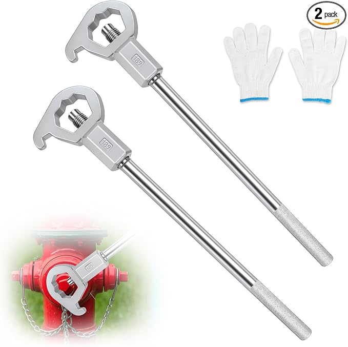 Podoy Adjustable Fire Hydrant Wrench Tool for 1-1/2" to 6" Bolt Head 2 PACK | Carbon Steel Hydrant Spanner Wrench for Loosening Caps and Opening Valves Water Meter/Pipe/Sprinkler Multifunction Tool