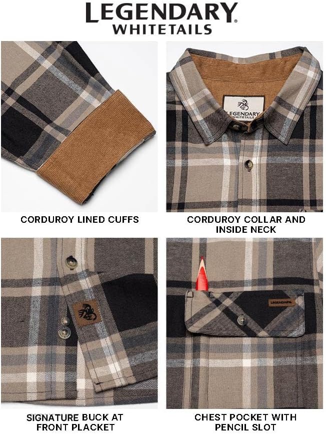 Legendary Whitetails Mens Flannel Long Sleeve Button Down 100% Cotton Shirt