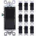 Faith [10-Pack] 3-Way Decorator Paddle Wall Light Switch, 15A 120/277V, On/Off Rocker, Black