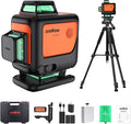 DOVOH 4D Laser Level with Tripod : Dual Batteries Laser Level 360 Self Leveling Green Hard Toolbox for Construction Floor Tiling Ceiling, Class Ⅱ, Y4-360G-KIT