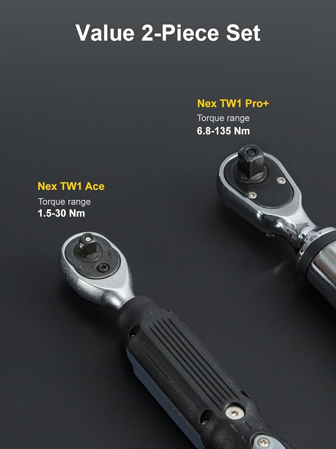 GROWNEER Digital Torque Wrench Set, 1/4" Drive 1.1-22.1 Ft-lbs/1.5-30Nm & 3/8'' Drive 7.38-147.5 Ft-lbs/6.8-135Nm Electronic Torque Wrench Combo with Buzzer & LED Indicator for Motor Car Repair