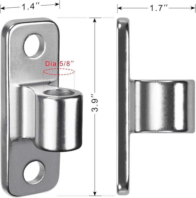 Insaga Cast 304 Stainless Steel Gate Hinges, 4pcs Wall Mount Gate Hinge for Fence Gate, One Piece Farm Gate Hardware for Chain Link Gate, Fit 5/8'' Pin Fence Post Hinge