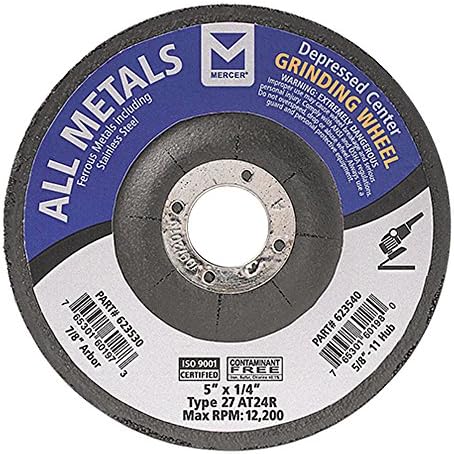 Mercer Industries 623530 Type 27 Depressed Center Grinding Wheel, For All Metals, 5" x 1/4" x 7/8", 25-Pack