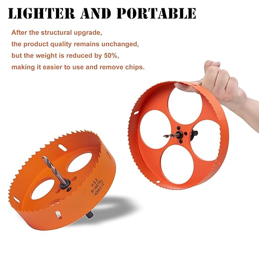 5.5 Inch Hole Saw with Arbor for Metal Wood Plastic, 5-1/2 in Bi-Metal Hole Cutter for Different Project with Smooth and Flat Drilling Edge, Fast Chip Removal,Lighter and Portable