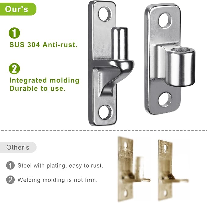 Insaga 304 Stainless Steel Gate Hinges Heavy Duty 600LB Capacity, 5/8'' Non-Welded One-Piece Design, Wall Mount Hinges for Farm Gates & Wooden Fences, 4Pack