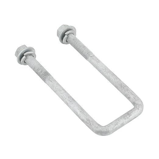Hot-dip Galvanized Zinc Square U Bolt Kit for Boat Trailer Axle Leaf Springs, for 2x2 Axle - 5 1/4" Long,2 inch Wide Square U-Bolts with Nuts and Frame Plate for Trailer Automobiles Trailer.