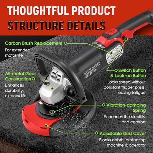 Antstone 7 Inch Concrete Grinder Set Concrete Surface Planer with Dust Extraction Shroud 1580W 3000RPM Angle Grinder Kit with Auxiliary Handles, Protective Guard, Diamond Grinding Wheel