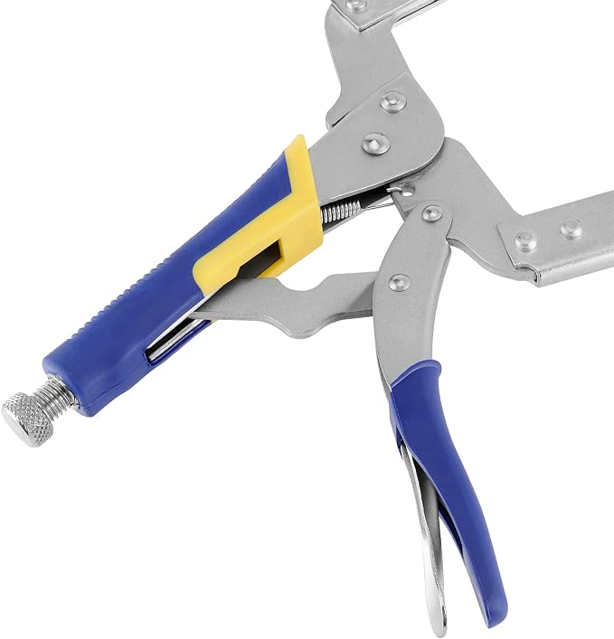 HOZEON 3 PCS 14 Inch C Clamp Locking Pliers, Heavy Duty Welding C Clamp Pliers with Swivel Pads, Vise Grip Locking Pliers Face Clamps for Woodworking, Welding, Building