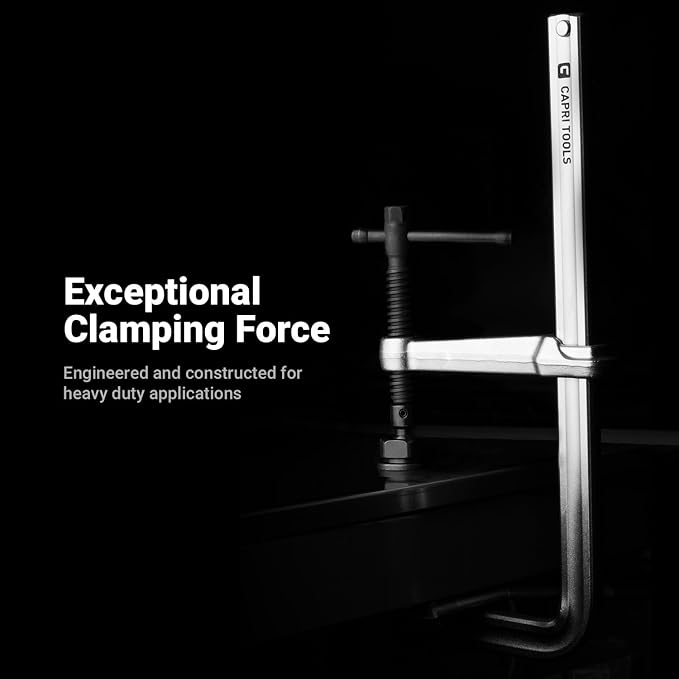 Capri Tools 12-Inch Heavy Duty All Steel Bar Clamp, 5-1/2-Inch Throat Depth, 2,645 lb Clamping Force