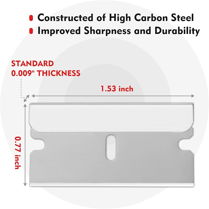 WORKPRO 100-Pack Single Razor Edge Blades, Industrial Scraper Blade, High Carbon Steel One Edge Razor Blades