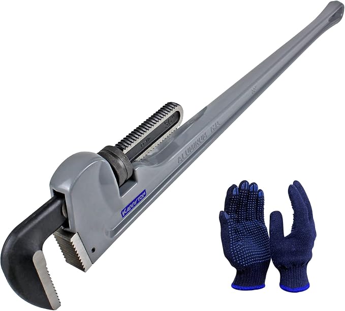36 Inch Aluminum Pipe Wrench, 6-1/4"/158mm Adjustable Cr-Mo Jaw Opening Heavy Duty Aluminum Straight Handle Plumbing Wrenches, Perfect Plumbers Tool Exceed GGG Standard (36-INCH)