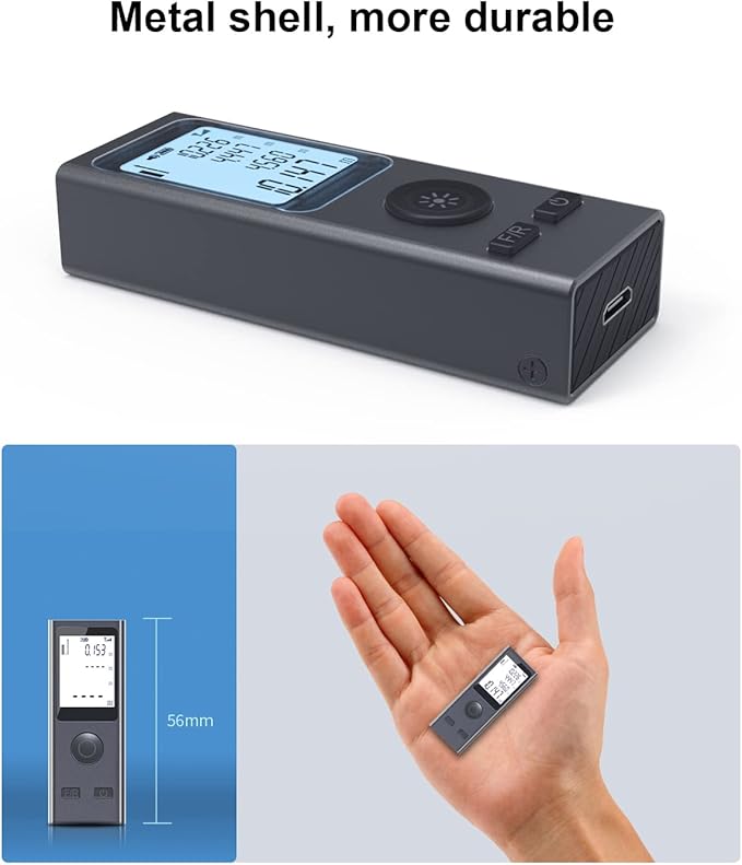 Laser Measure,Mini Laser Distance Meter 131Ft USB Charging LCD Backlight Feature Laser Measurement Tool with Pythagorean Mode, Distance, Area and Volume Measurement(LT-40P)