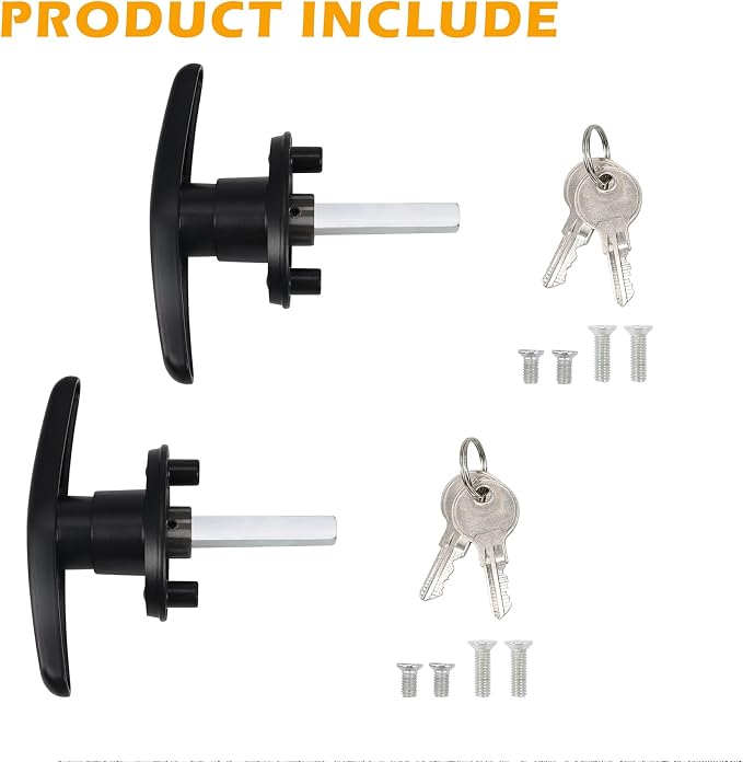 Truck Cap T-Handle Lock Set (Left & Right), Keyed Alike Black Replacement Kit for Camper Shell Topper, Complete Pair (Cam Locks Not Included)