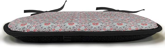 Lunarable Moroccan Chair Cushion Pad, Ceramic Tile East Pattern Heritage Oriental Tradition Culture Ornate Print, Seat Padding for Kitchen & Patio with Anti-Slip Backing, 16"x16", Red Black Green