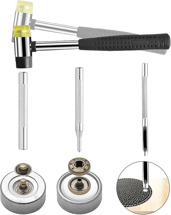 120 Sets Metal Snap Buttons, NXTOV 12.5mm Leather Snap Fasteners Kit with 5 Pieces Fixing Tools, 4 Colors Craft Snaps for Clothes, Windbreaker, Shirts, Jacket, Backpacks, Wallet,Bags