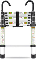 RIKADE Telescopic Ladder, 6.5 ft Aluminum Telescoping Ladder with Non-Slip Feet and Stable Hook, Portable Extension Ladder for Household and Outdoor Working, Max Load 330 lb, Aluminum