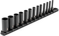 TEKTON 1/4 Inch Drive Impact Socket Set, 13-Piece | SID90105 | (5/32 - 11/16 in.), Deep, 12-Point, Socket Rail