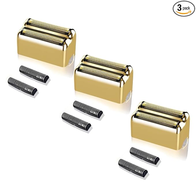 3 pack Professional Replacement Foil and Cutters for BaBylissPRO Barberology Double Foil Shaver, Compatible with BaBylissPRO Barberology FXFS2 Shaver，Gold