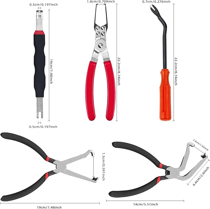 Electrical Disconnect Pliers, 5 pcs Electrical Disconnect Pliers for Cars, Connector Removal Tool for Push Tab Style Plugs