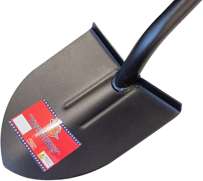 Bully Tools Round Point Heavy Duty Shovel - 12-Gauge Fiberglass D-Grip Handle, Metal Construction, Ideal for Gardening, Digging and Landscaping, Square and Flat Head Design - 100% Made in The USA