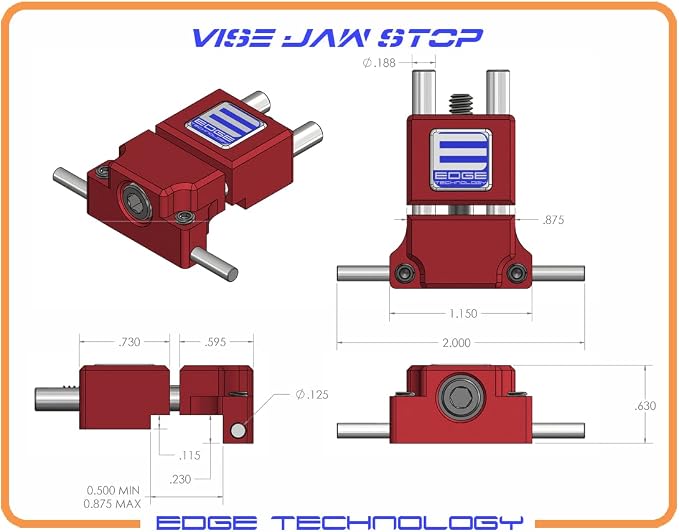 14-000 Vise Jaw Stop - Low Profile, CNC & Manual Milling Machine Workstop, Compact Design, Total Endmill Clearance