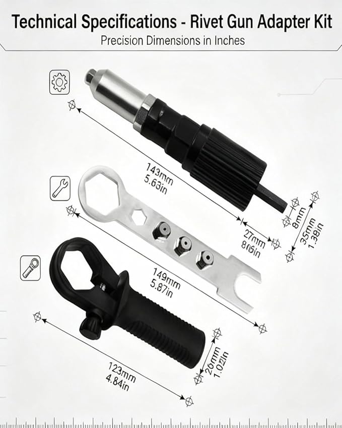 Pro-Grade Electric Rivet Gun Adapter – Turn Your Drill into a Riveting Beast,Professional Electric Rivet Gun Adapter Kit
