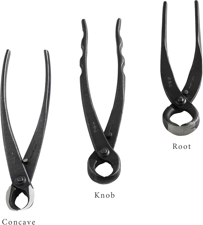 Wazakura Made in Japan 5 PCS Bonsai Cutter Tools Set with Roll Bag: Concave Branch Cutter, Knob Cutter, Jin Plier, Wire Cutter, Root Cutter. Bonsai Tool Kit - 5PCS Bonsai Cutter Set with Case