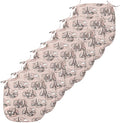 Lunarable Notre Dame Chair Seating Cushion Set of 8, Doodle Drawings of The Eiffel Tower Paris and a Couple, Anti-Slip Seat Padding for Kitchen & Patio, 16"x16", Blush Charcoal Grey