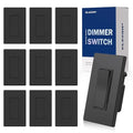 ELEGRP Dimmer Light Switch for 300W Dimmable LED/CFL Lights and 600W INC/HAL Bulbs, Single Pole/3-Way LED Slide Dimmer Light Switch, Wall Plate Included, UL Listed, 10 Pack, Matte Black