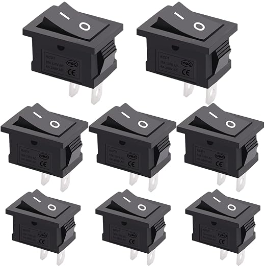 TWTADE 8Pcs 12V Rocker Switch On/Off 2 Pin 2 Position SPST Car Auto Boat Rocker Toggle Switch AC 6A/250V 10A/125V KCD1-1-101