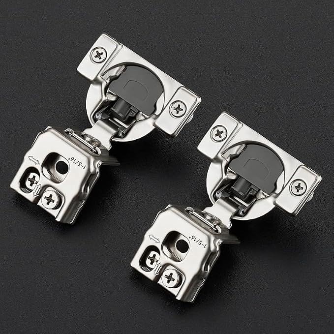 Ravinte 2 Pack 1 Pair 1-5/16 inch Overlay Soft Close Kitchen Cabinet Hinges Stainless Steel Adjustable Kitchen Hinges Satin Nickel Cabinet Hardware