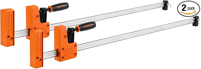 Jorgensen 30-inch Bar Clamps Set, 2-pack 90° Parallel Clamps Cabinet Master, Steel Jaw Bar Clamp for Woodworking, 1500 lbs load Limited